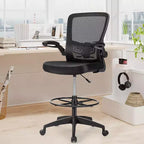 Chaise de dessinateur pivotante réglable avec accoudoirs relevables, support lombaire réglable Noir et Blanc/Noir