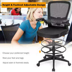 Chaise de dessinateur pivotante réglable avec accoudoirs relevables, support lombaire réglable Noir et Blanc/Noir