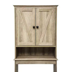 Dune Farmhouse : Meuble de rangement de salle de bain à poser au-dessus des toilettes, avec portes à fermeture magnétique, étagère réglable et étagère inférieure ouverte