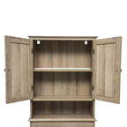 Dune Farmhouse : Meuble de rangement de salle de bain à poser au-dessus des toilettes, avec portes à fermeture magnétique, étagère réglable et étagère inférieure ouverte