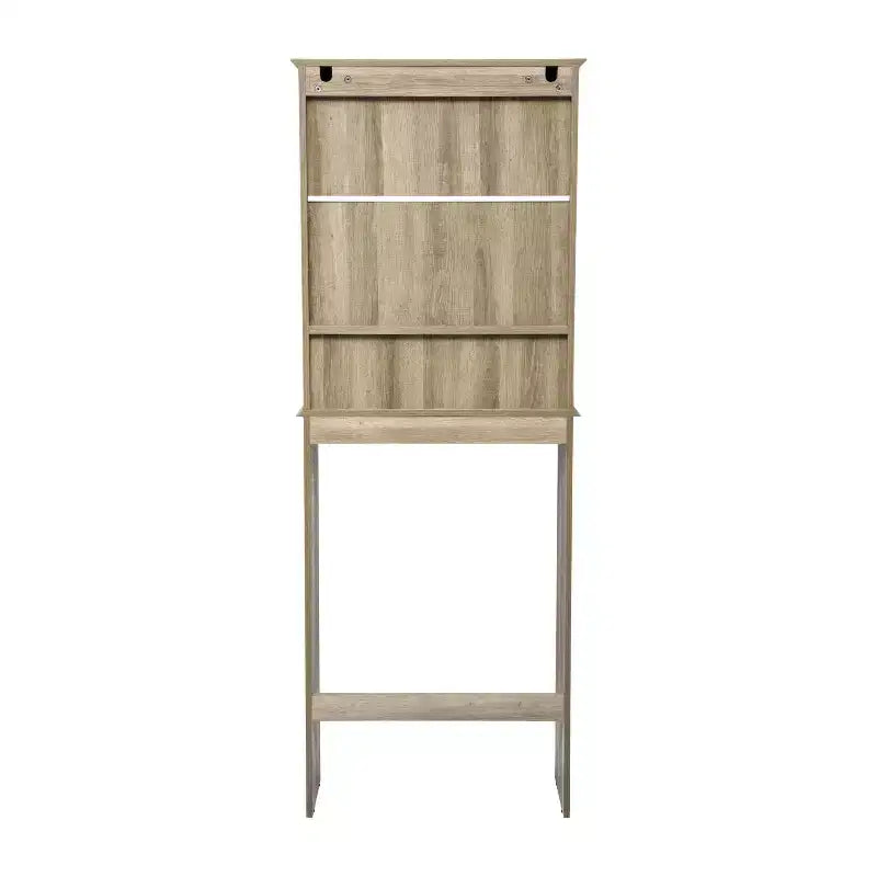 Dune Farmhouse : Meuble de rangement de salle de bain à poser au-dessus des toilettes, avec portes à fermeture magnétique, étagère réglable et étagère inférieure ouverte