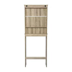 Dune Farmhouse : Meuble de rangement de salle de bain à poser au-dessus des toilettes, avec portes à fermeture magnétique, étagère réglable et étagère inférieure ouverte