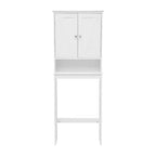 Dune Farmhouse : Meuble de rangement de salle de bain à poser au-dessus des toilettes, avec portes à fermeture magnétique, étagère réglable et étagère inférieure ouverte