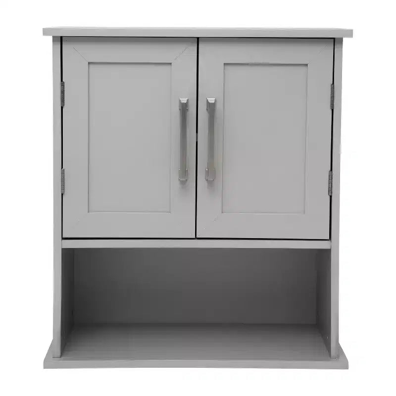 Armoire de toilette murale Vega avec portes à fermeture magnétique, étagère réglable et étagère inférieure ouverte