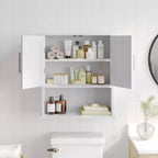 Armoire de toilette murale Vega avec portes à fermeture magnétique, étagère réglable et étagère inférieure ouverte