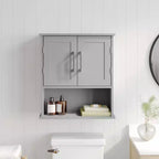 Armoire de toilette murale Vega avec portes à fermeture magnétique, étagère réglable et étagère inférieure ouverte