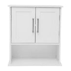 Armoire de toilette murale Vega avec portes à fermeture magnétique, étagère réglable et étagère inférieure ouverte