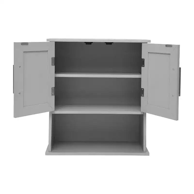 Armoire de toilette murale Vega avec portes à fermeture magnétique, étagère réglable et étagère inférieure ouverte