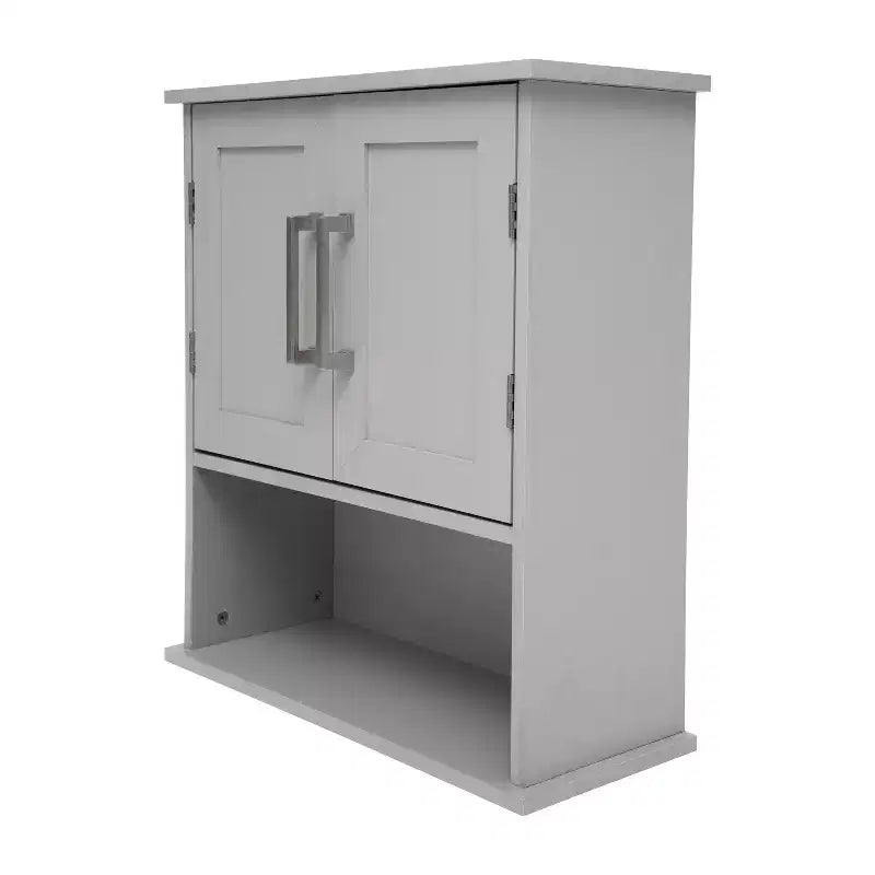 Flash Furniture Vega Wall Mounted Bathroom Medicine Cabinet Storage Organizer with Magnetic Closure Doors, Adjustable Shelf, and Lower Open Shelf