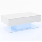 Table basse LED avec 2 tiroirs, lumières LED à intensité variable 20 couleurs et télécommande Blanc/Noir