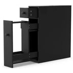 Meuble de Rangement Étroit de Salle de Bain avec Abattant, Noir