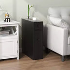 Meuble de Rangement Étroit de Salle de Bain avec Abattant, Noir