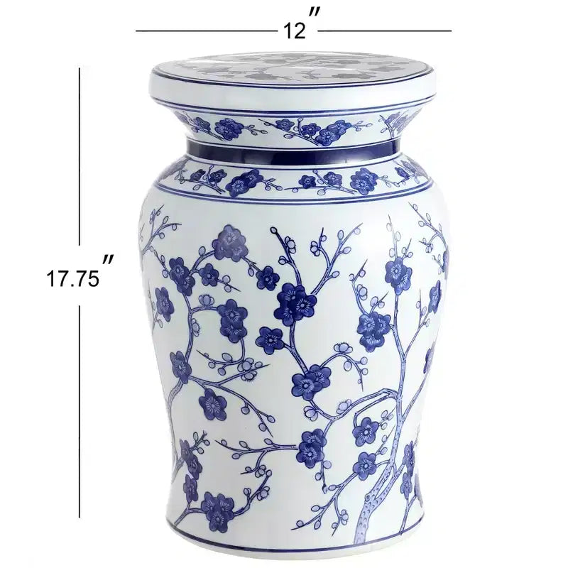 Tabouret de jardin/table d'appoint en céramique Fleur de cerisier 17,7