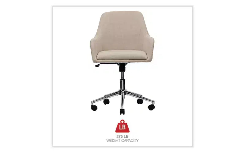 Chaise de bureau Mid-Century, supporte jusqu'à 125 kg, hauteur d'assise de 48 à 56,5 cm, assise crème, dossier crème