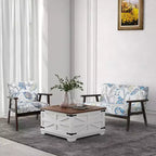 Table basse de ferme avec plateau relevable, compartiment de rangement caché, table basse carrée pour salon