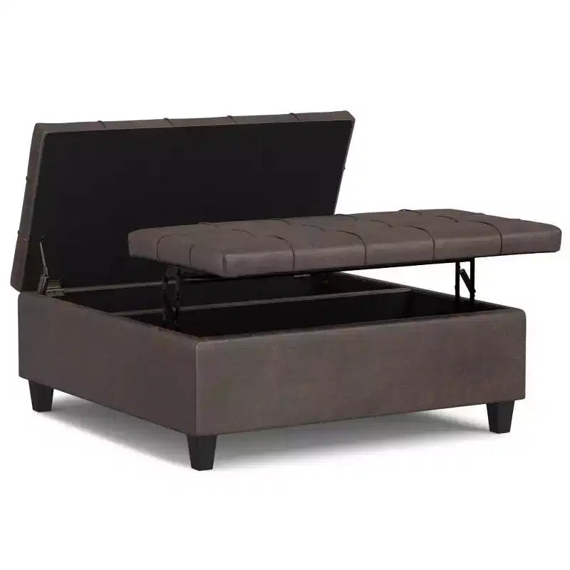 Pouf de rangement table basse carrée Elliot
