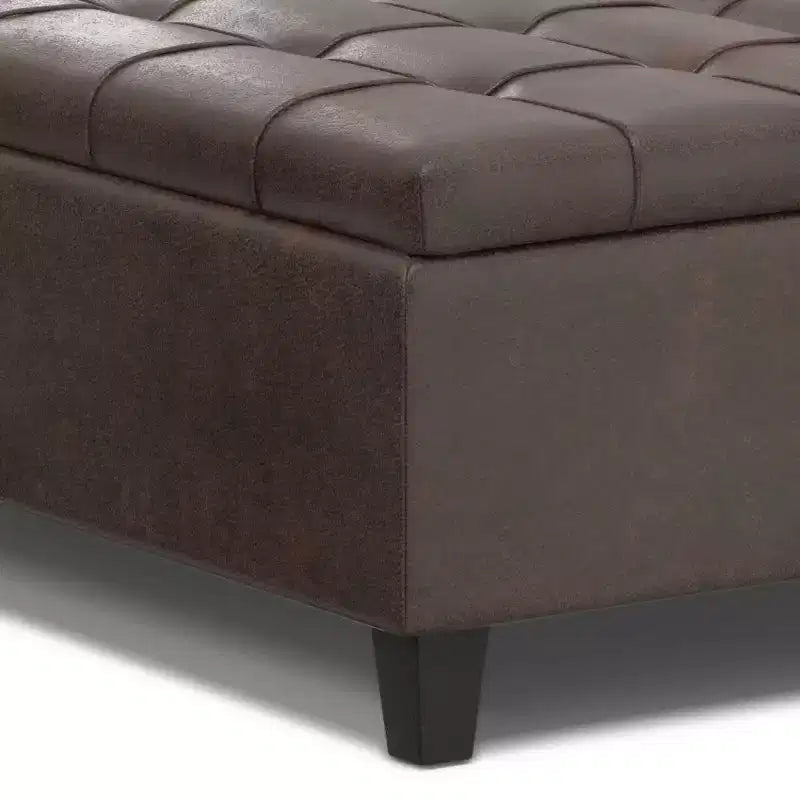 Pouf de rangement table basse carrée Elliot
