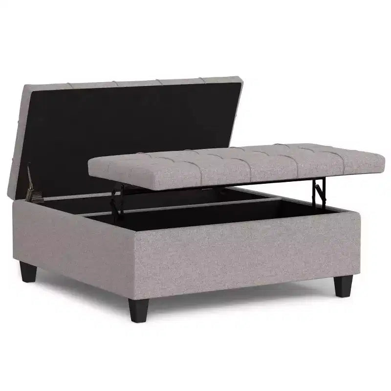 Pouf de rangement table basse carrée Elliot