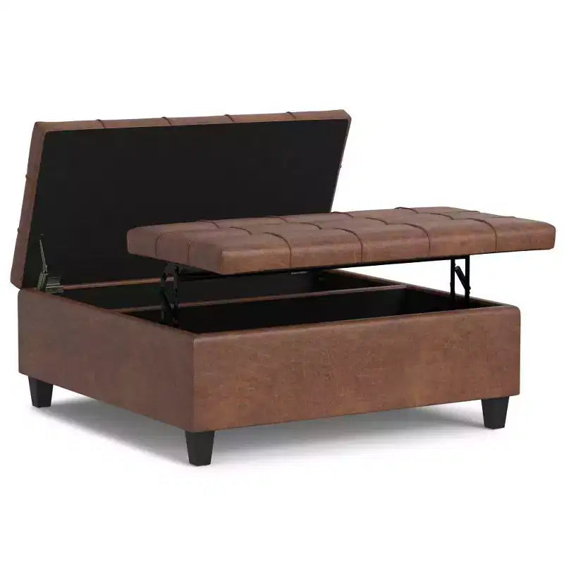 Pouf de rangement table basse carrée Elliot