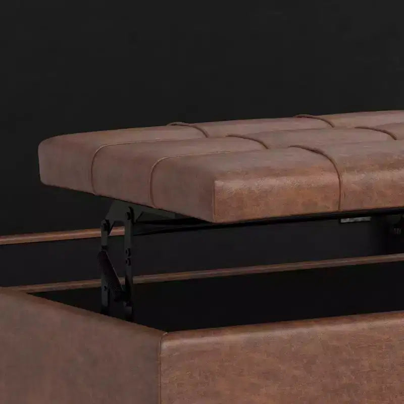 Pouf de rangement table basse carrée Elliot
