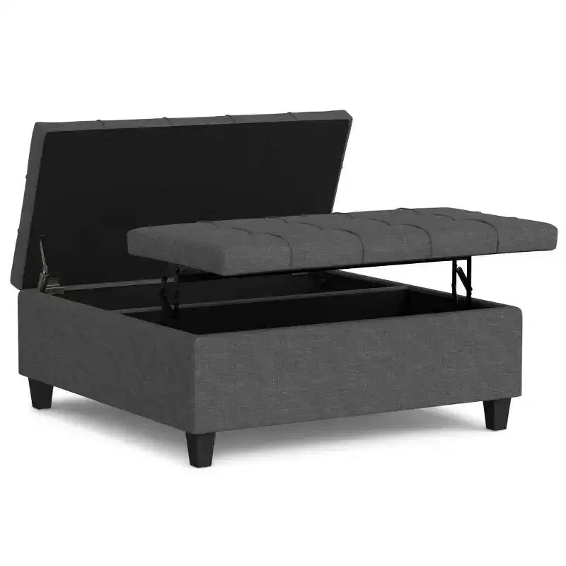 Pouf de rangement table basse carrée Elliot
