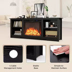 Meuble TV de 178 cm avec insert de cheminée électrique de 66 cm et télécommande pour TV jusqu'à 75 pouces Noyer/Noir/Gris