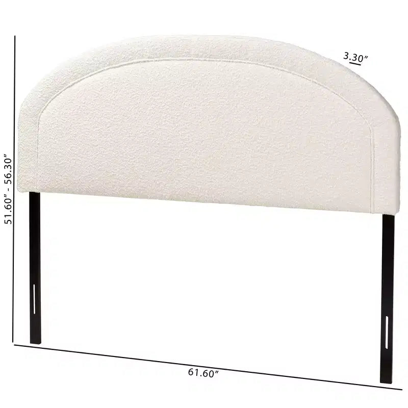 Tête de lit Fiana moderne en tissu bouclé crème taille Queen