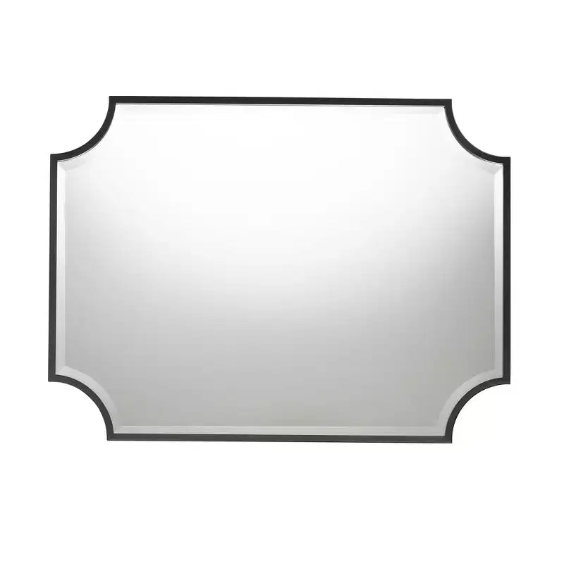 Miroir Mural d'Accent en Métal Finition Noir Moderne Parcenet