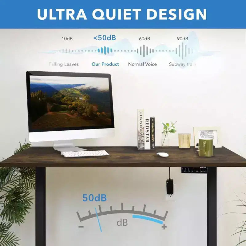 Bureau Debout Électrique à Deux Moteurs avec Plateau de 55", Chêne et Noir