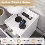 Table de chevet avec station de recharge Tables d'appoint de canapé de chevet avec 2 tiroirs Café/Blanc/Noir