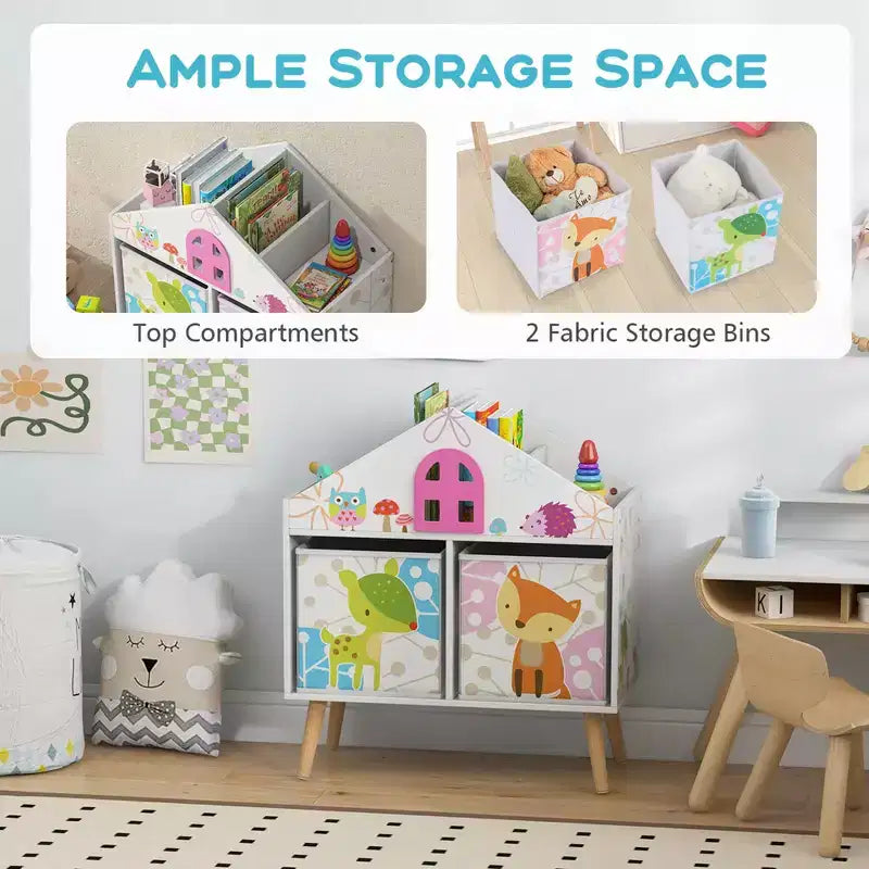 Étagère bibliothèque maison de poupée pour enfants Organiseur de rangement de livres et jouets pour tout-petits Cadeau idéal
