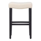 Tabouret de bar 29" avec siège de selle rembourré (lot de 2), noir/beige