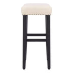 Tabouret de bar 29" avec siège de selle rembourré (lot de 2), noir/beige