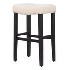 Tabouret de bar 29" avec siège de selle rembourré (lot de 2), noir/beige