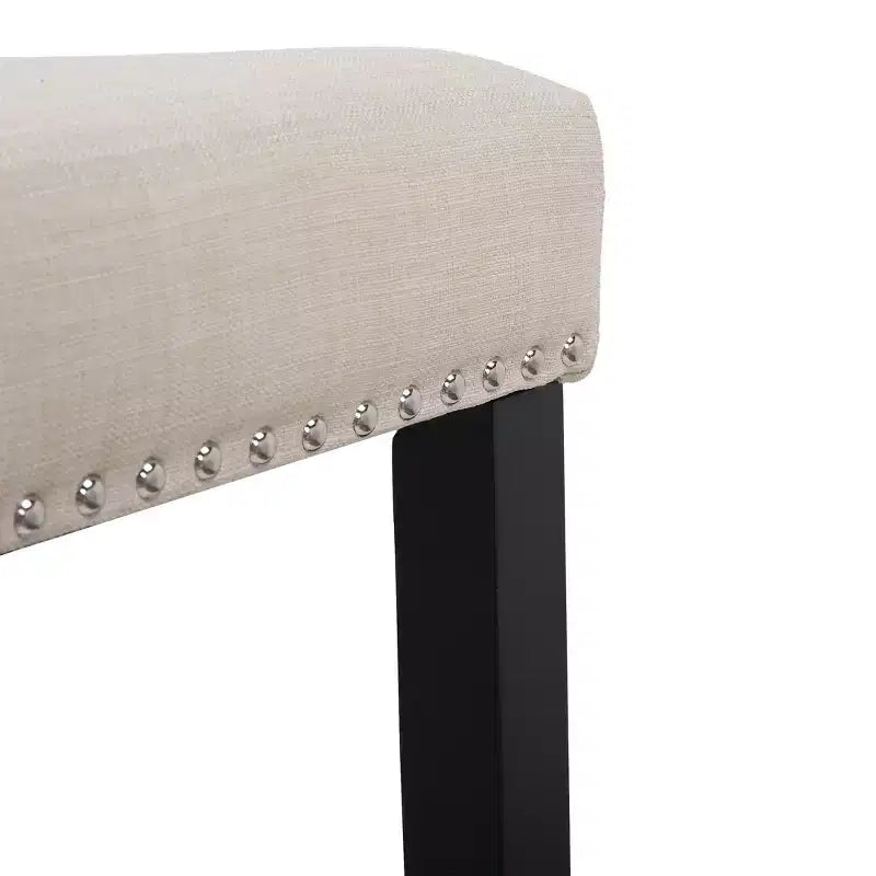 Tabouret de bar 29" avec siège de selle rembourré (lot de 2), noir/beige