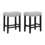 WestinTrends 24 Upholstered Saddle Seat Counter Stool (Set of 2), Black/Gray