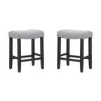 Tabouret de comptoir de 24 po avec siège rembourré en forme de selle (ensemble de 2), noir/gris