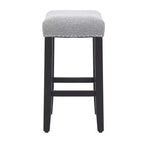 Tabouret de comptoir de 24 po avec siège rembourré en forme de selle (ensemble de 2), noir/gris