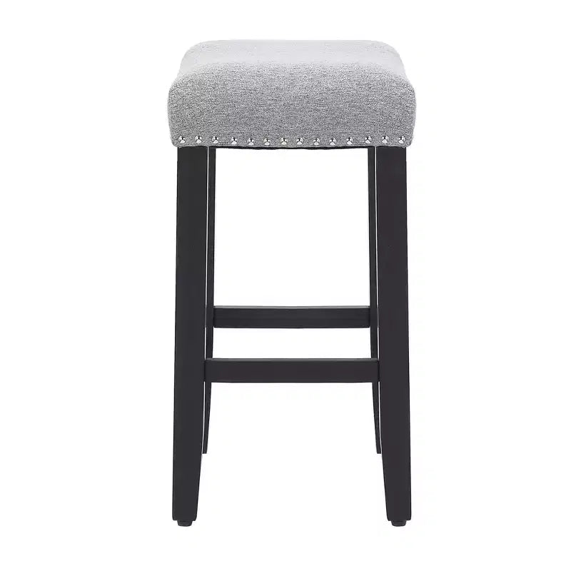 Tabouret de comptoir de 24 po avec siège rembourré en forme de selle (ensemble de 2), noir/gris