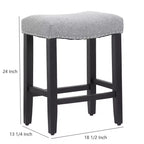 Tabouret de comptoir de 24 po avec siège rembourré en forme de selle (ensemble de 2), noir/gris