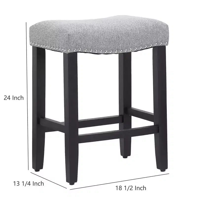 Tabouret de comptoir de 24 po avec siège rembourré en forme de selle (ensemble de 2), noir/gris