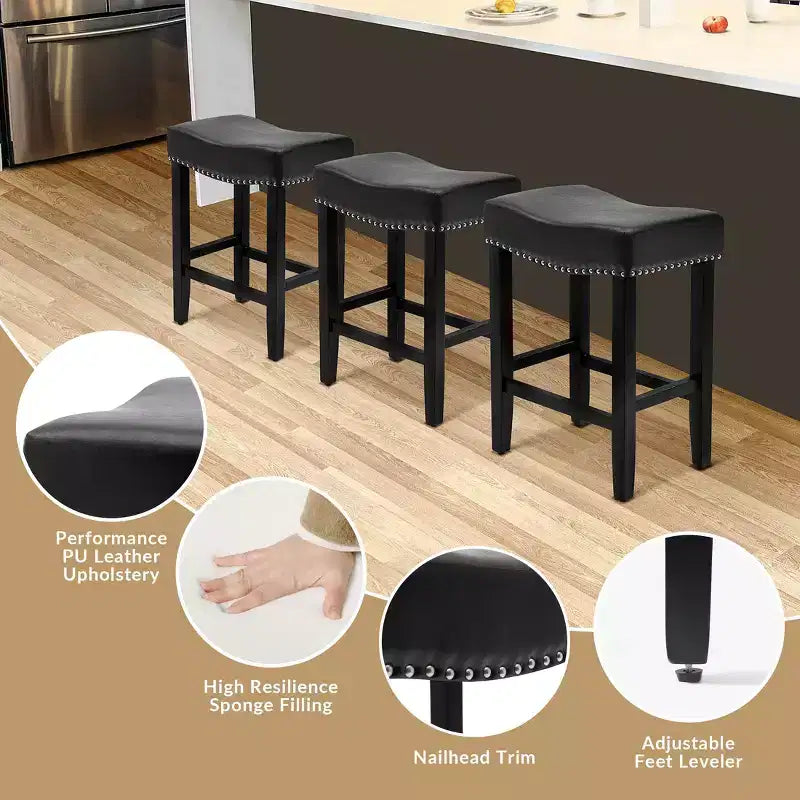 Tabouret de bar et tabouret de comptoir avec assise en selle rembourrée