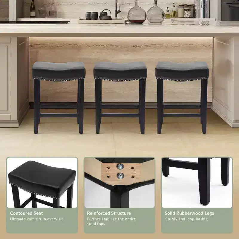 Tabouret de bar et tabouret de comptoir avec assise en selle rembourrée