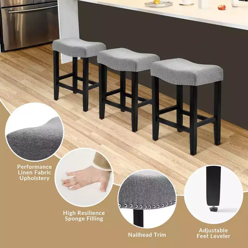 Tabouret de bar et tabouret de comptoir avec assise en selle rembourrée