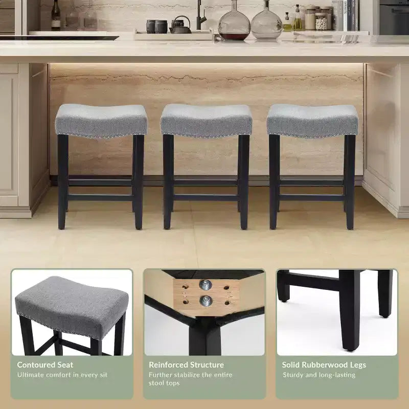 Tabouret de bar et tabouret de comptoir avec assise en selle rembourrée