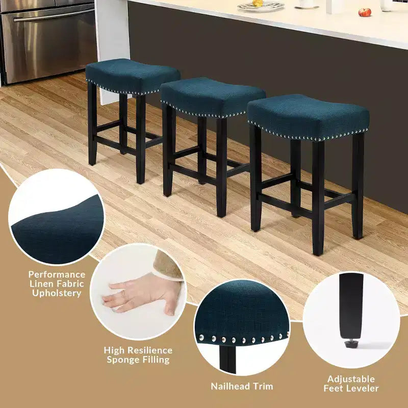 Tabouret de bar et tabouret de comptoir avec assise en selle rembourrée