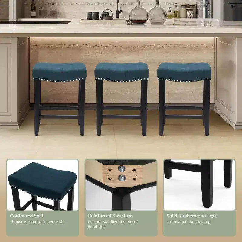 Tabouret de bar et tabouret de comptoir avec assise en selle rembourrée