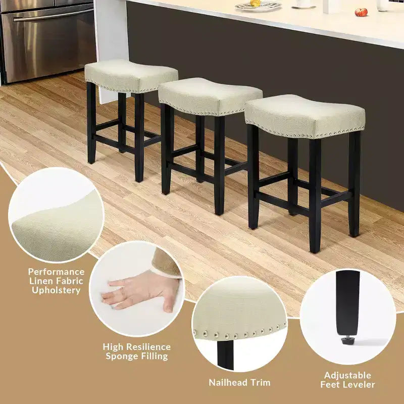 Tabouret de bar et tabouret de comptoir avec assise en selle rembourrée
