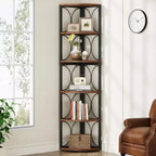 Étagère d'angle 67, bibliothèque de rangement à 6 niveaux