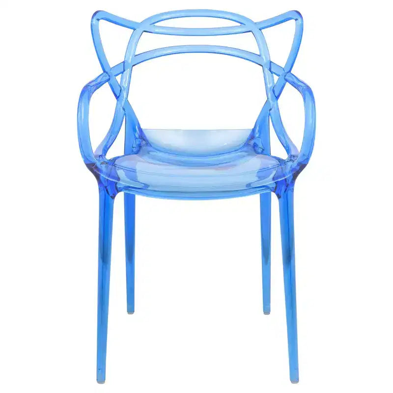Chaise de salle à manger Milan Modern en acrylique, design élégant en fil métallique avec pieds en métal, chaise empilable légère et durable pour cuisine, salle à manger